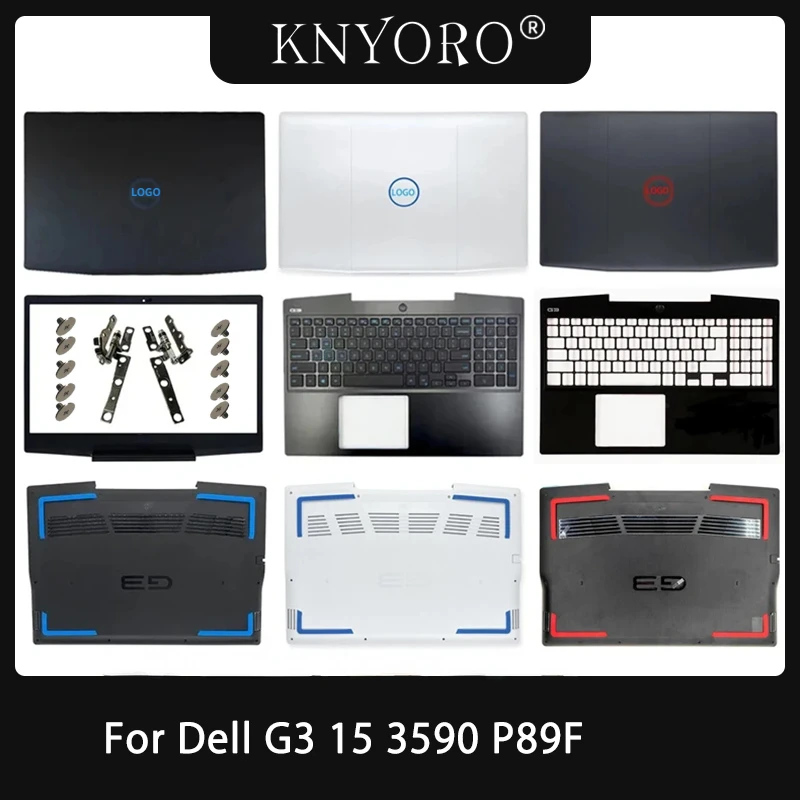 White LCD Back Cover Replacement For Dell G3 15 3590 Laptop - Includes Bezel, Hinges & Screws