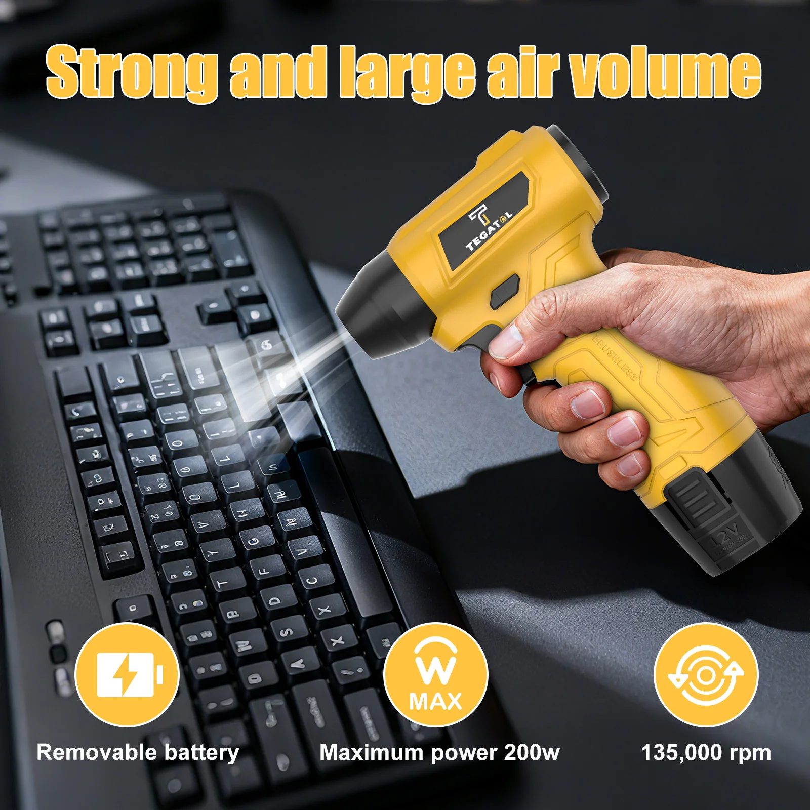 Powerful Turbo Blower Multifunctional Handheld leaf Dust and Snow Removal Tool Cordless Powerful Blower Battery * 2