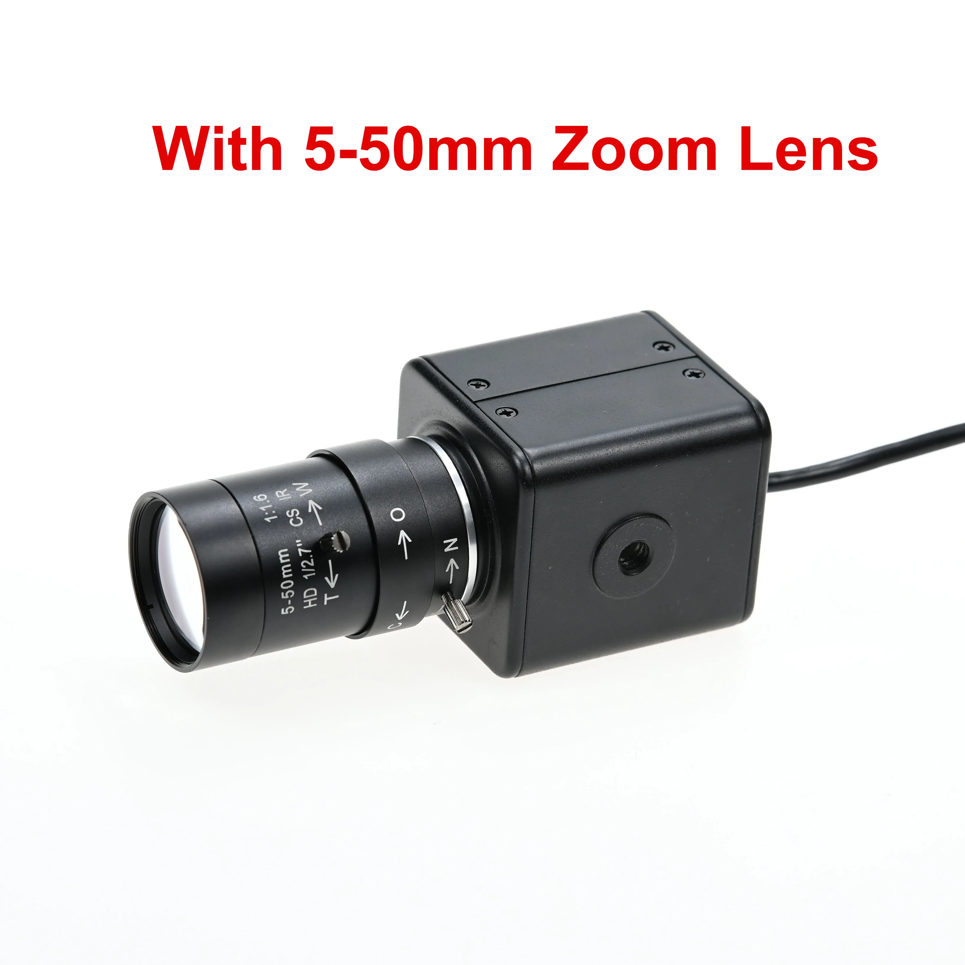 USB 카메라 HD 미니 박스 웹캠 IMX179, 5-50mm 2.8-12mm 가변 초점 렌즈, 정적 고속 촬영, 3264x2448 15fps, 8MP