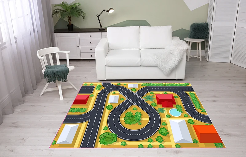 

Highway printing Playing Room Rug Area Rug Turkish Rug Carpet for Living Room Non-slip Rugs for Kids Bedroom Decor Home