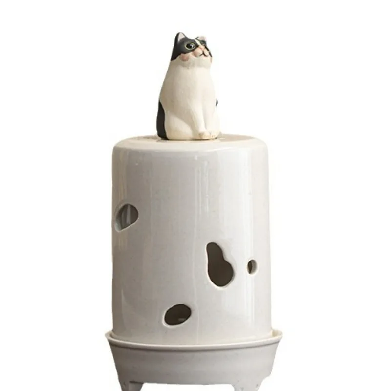 Ash Glaze Ceramic Incense Burner Song Dynasty Style Small Coil Holder for Tea Room Zen Meditation Sandalwood Aromatherapy Decor