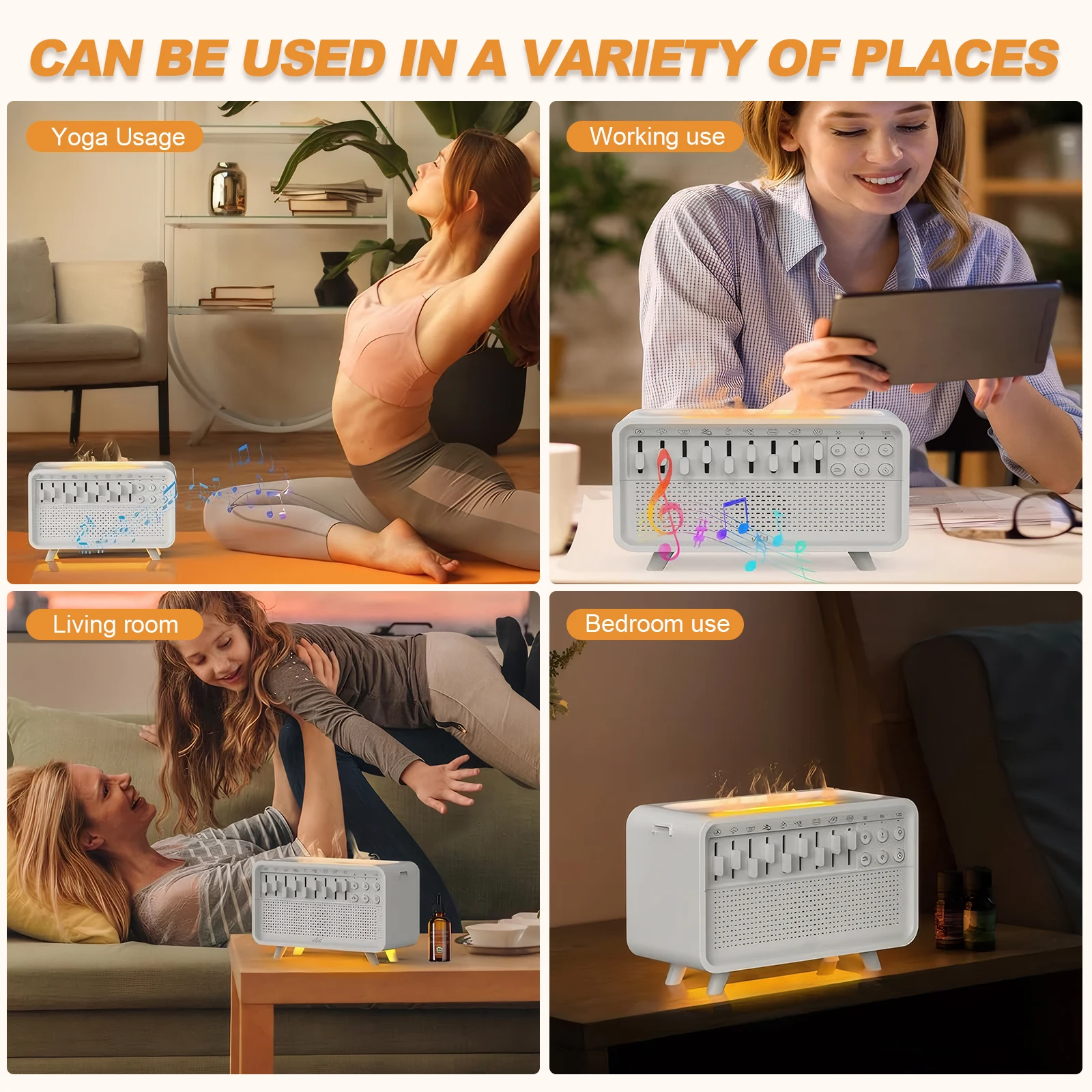 LED 백색소음 스피커 충전식 수면 사운드 머신 무수 자동꺼짐 휴대용 BT 스피커 (침실, 거실, 침대 옆용)