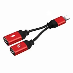 Premium Lightning to 3.5mm AUX Audio Adapter (2 iN 1 Red)