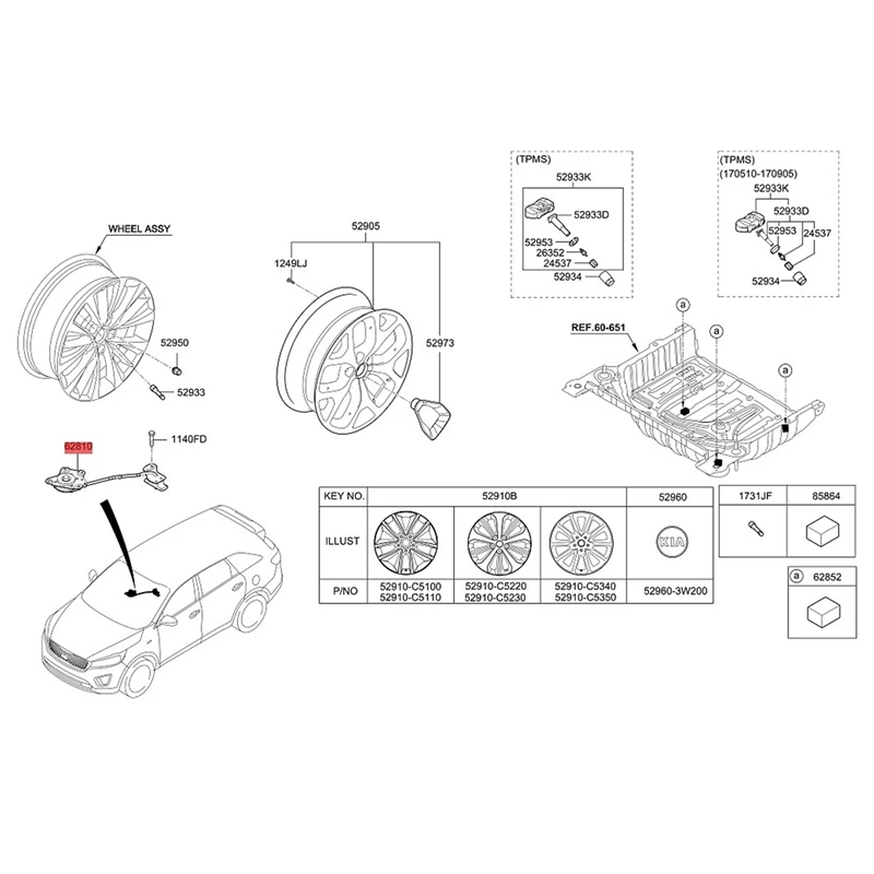 1 stück Schwarz Auto Ersatz Rad Halter Für-KIA Sorento 15-18