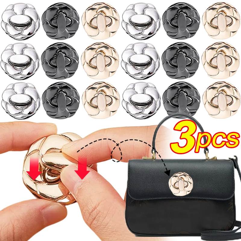 Flower Shape Lock Clasp Catch Purse Thumb Lock Purse Buckle Fasteners Wallet Buckle Purse Metal Clasp Locks for DIY Making Craft