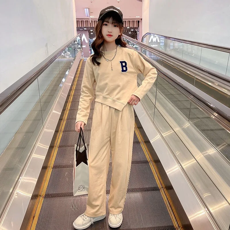 

Children's Tracksuits Teen Girls Irregular Long sleeve Trousers 2Pcs Sets Kids Spring Clothing Outfits Child Sweater Loungewear