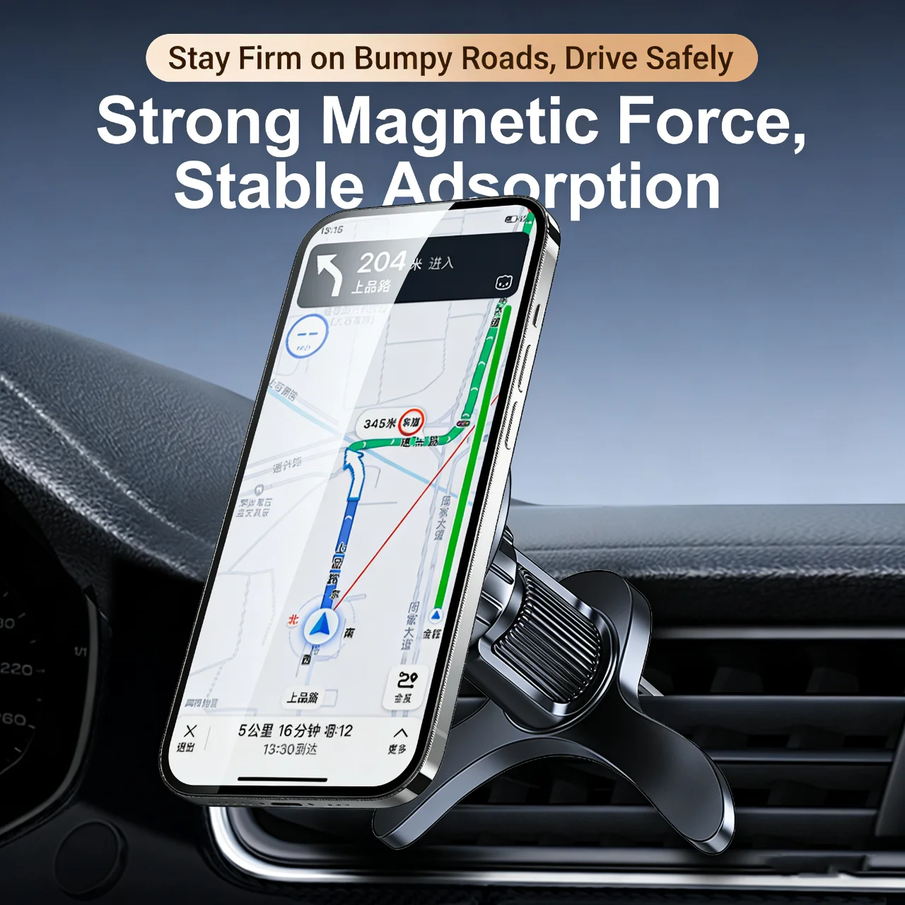 MagSafe Car Mount with 360° Rotation and Magnetic Ring - 17 N52 Magnets Air Vent Phone Holder