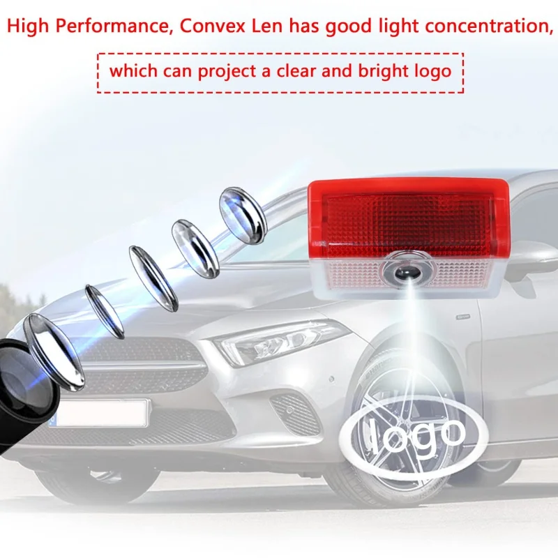 Luz LED para proyector de coche, luz de bienvenida para puerta de coche, luz  LED con logotipo de bienvenida compatible con A B C E GL G GLC GLC GLS ML M