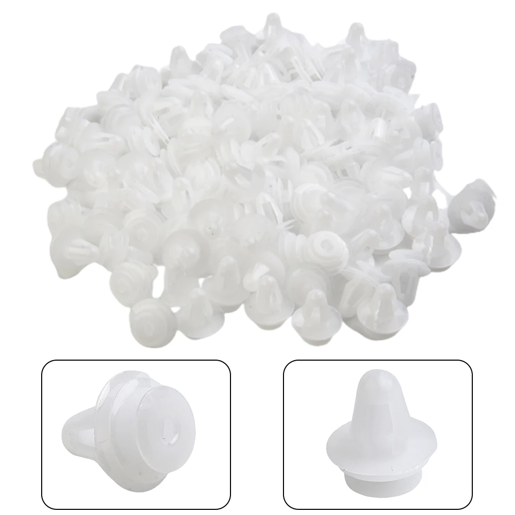 

100 Pcs White Plastic Rivet Retainer Push Type Clip 9mm Hole Car Bumper Fender Direct Replacement Car Accessories