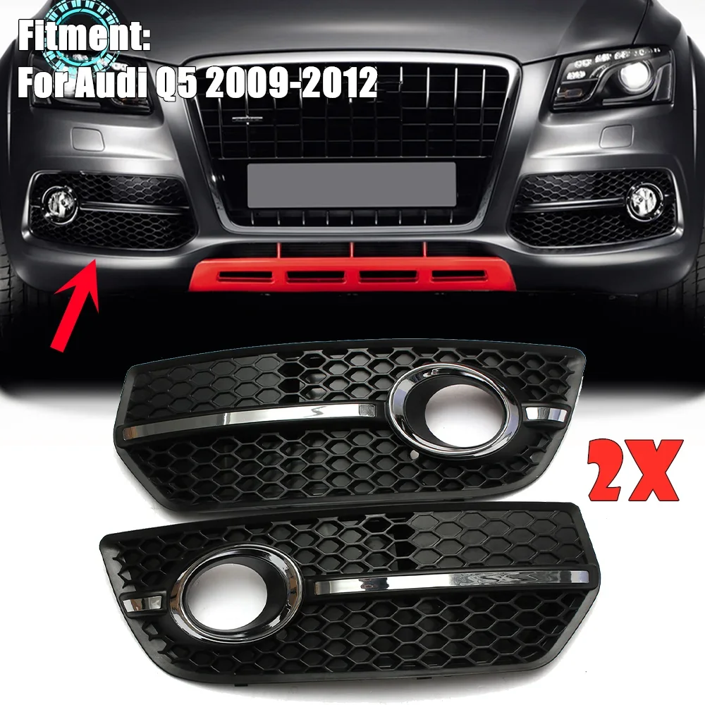 

Car Front Bumper Fog Light Cover Honeycomb Grille Grill Glossy Black For Audi Q5 2009 2010 2011 2012 Car Accessories