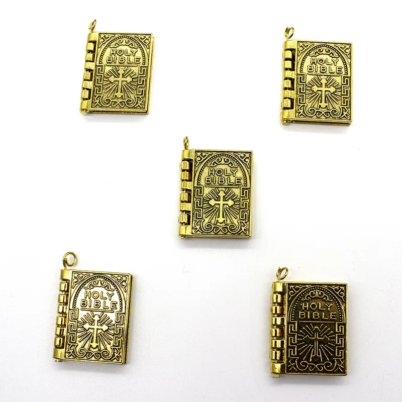 Stylish Gold/Silver Christian Plaque Bible Keychain, Zinc Alloy Rust-Proof Material, Religious Statement Piece