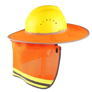 여름 태양 쉐이드 안전 하드 모자, 목 보호대 헬멧, 반사 스트라이프, 유용한 메쉬 반사 캡 커버, 건설 노동자에게 적합