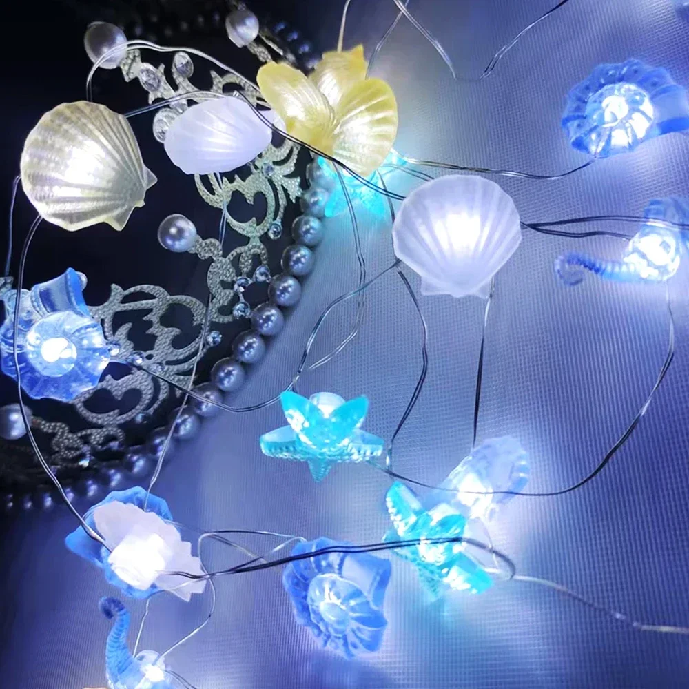 바다 테마 20/30 Led 문자열 조명 바다 아래 쉘 불가사리 웨딩 파티 크리스마스 장식 램프에 대 한 LED 요정 빛
