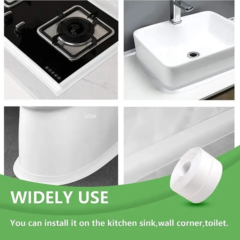 PVC Waterproof Sealing Tape Bathroom Toilet Caulk Tapes Kitchen Sink Countertop Mildew Fouling Proof Sealer Self Adhesive Strip - Image 2