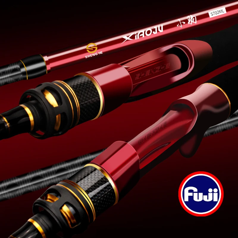 

MASCOTTE XIAOJU 1.98m 2.1m 2.4m Spinning Casting Travel Rod FUJI Guide Lure 5-25g ML/M Carbon Lure Fishing Rod For Bass