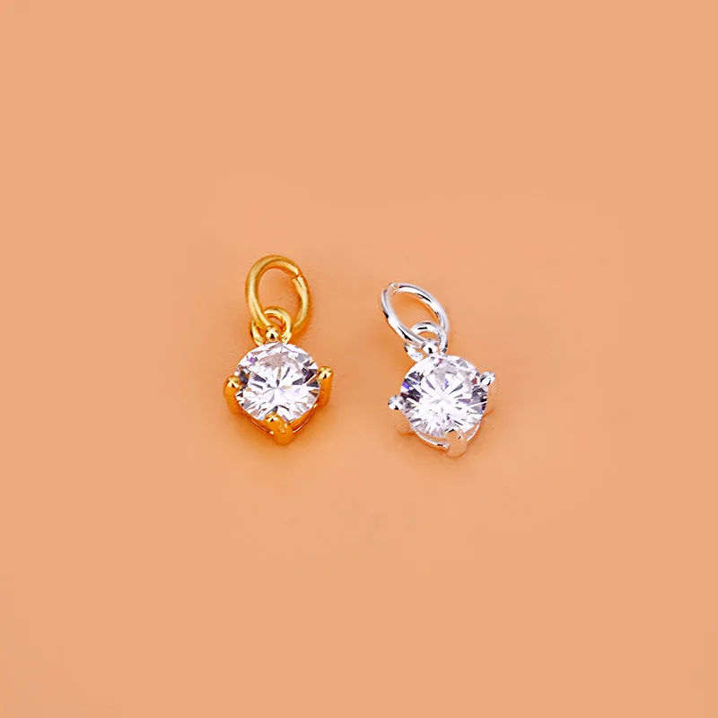 925 Sterling Silver CZ Charm Pendant DIY Jewelry