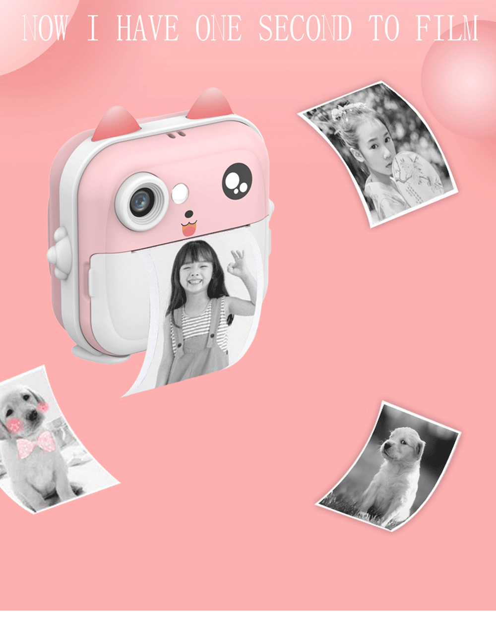 Description Picture 4 of itemKids Instant Camera 2.4Inch IPS Screen Full HD Instant Print Digital Camera Light Ear With Lanyard Birthday Gifts for Boys Gilrs