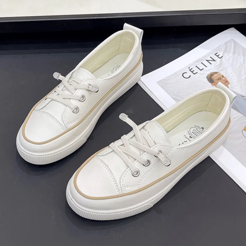 

Breathable Cloth Vulcanized Shoes Female Sports Flats Loafers 2023 Autumn Womens Comfortable Canvas Single Moccasins White Shoes
