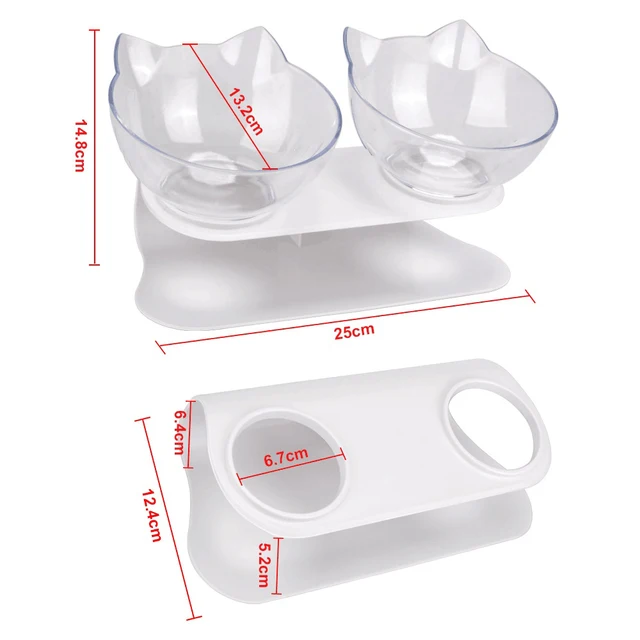Double Cat Bowl Elevated Pet Non-Slip Water Feeder Bowl with Inclination Stand Small Medium Cat Dog Drinking Bowl Kitten Supples 6