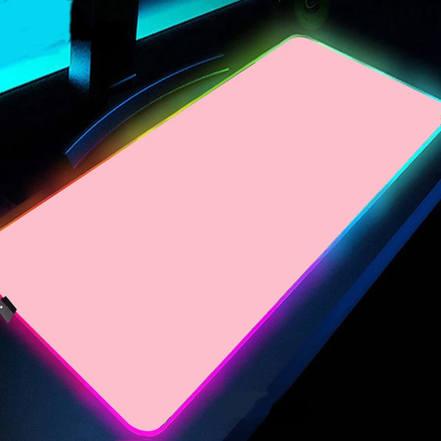 Tapis de souris rose Monochrome avec rétro-éclairage LED Rgb