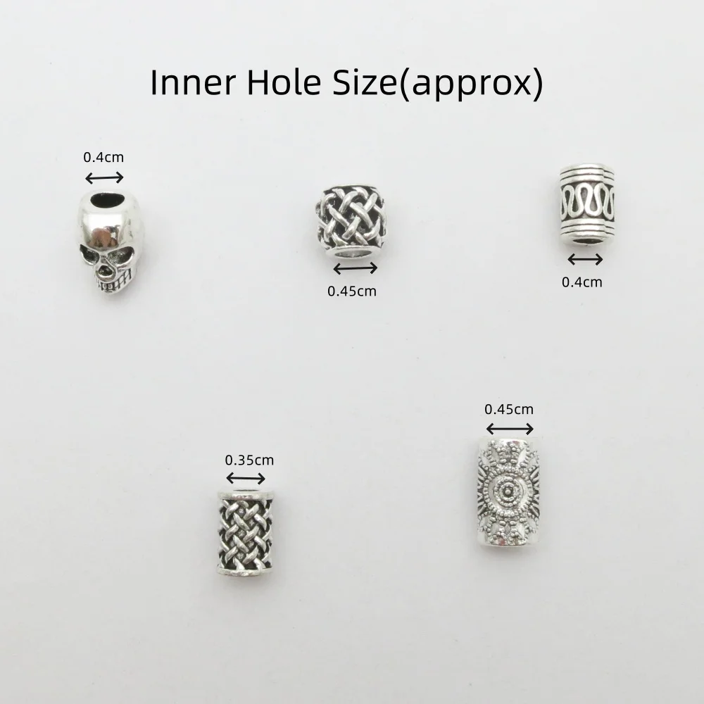 Skull Helmet Viking Beads 10pcs Small Hole Hair Braid Dreadlock Beard Bead Pendant DIY Necklace For Jewelry Accessory