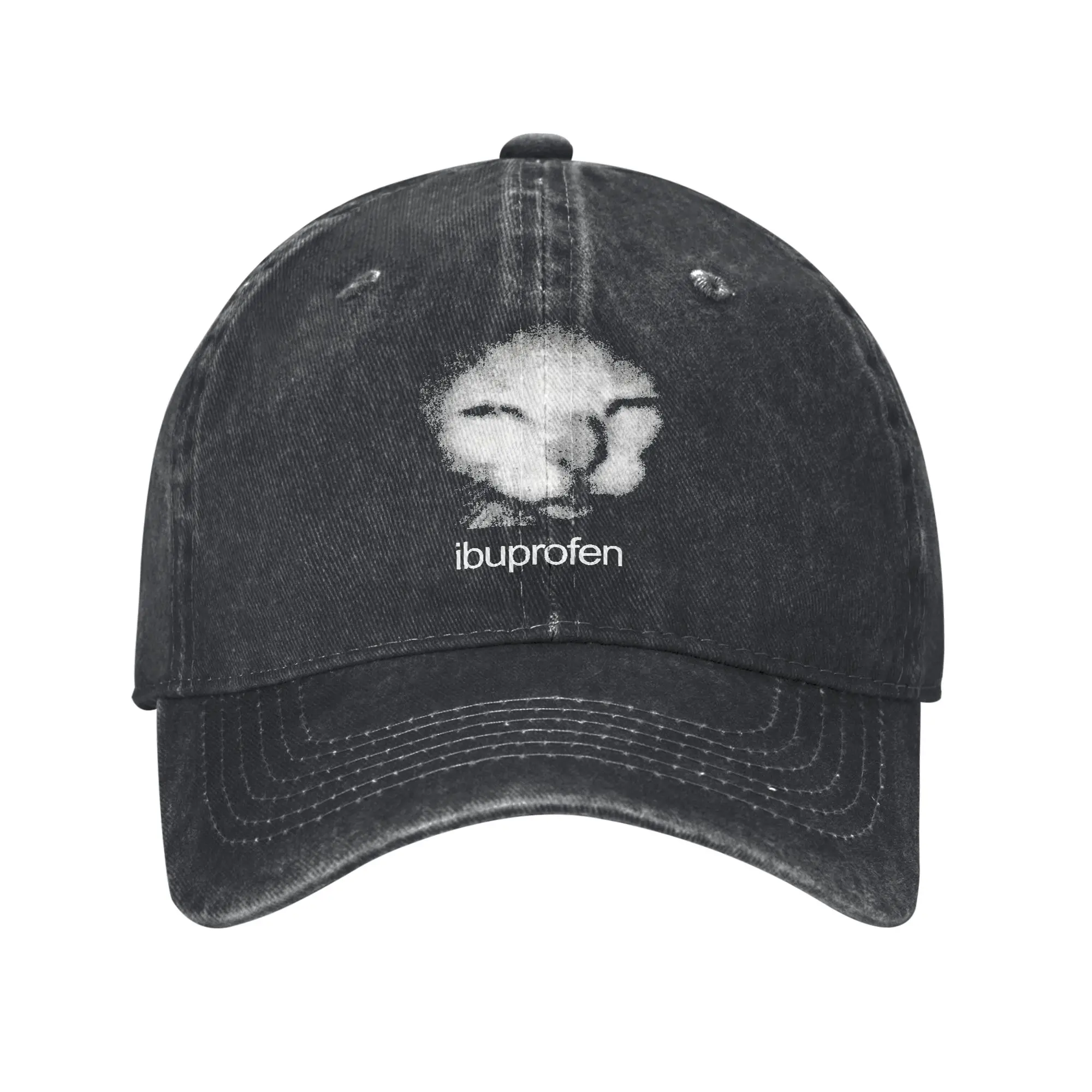 Lustige Ibuprofen-Katzen-Meme-Baseballkappe mit peinlichem Katzen-Gesicht – Großhandel bedruckte, gewaschene Trucker-Hüte und Tennis-Caps für den Sommer