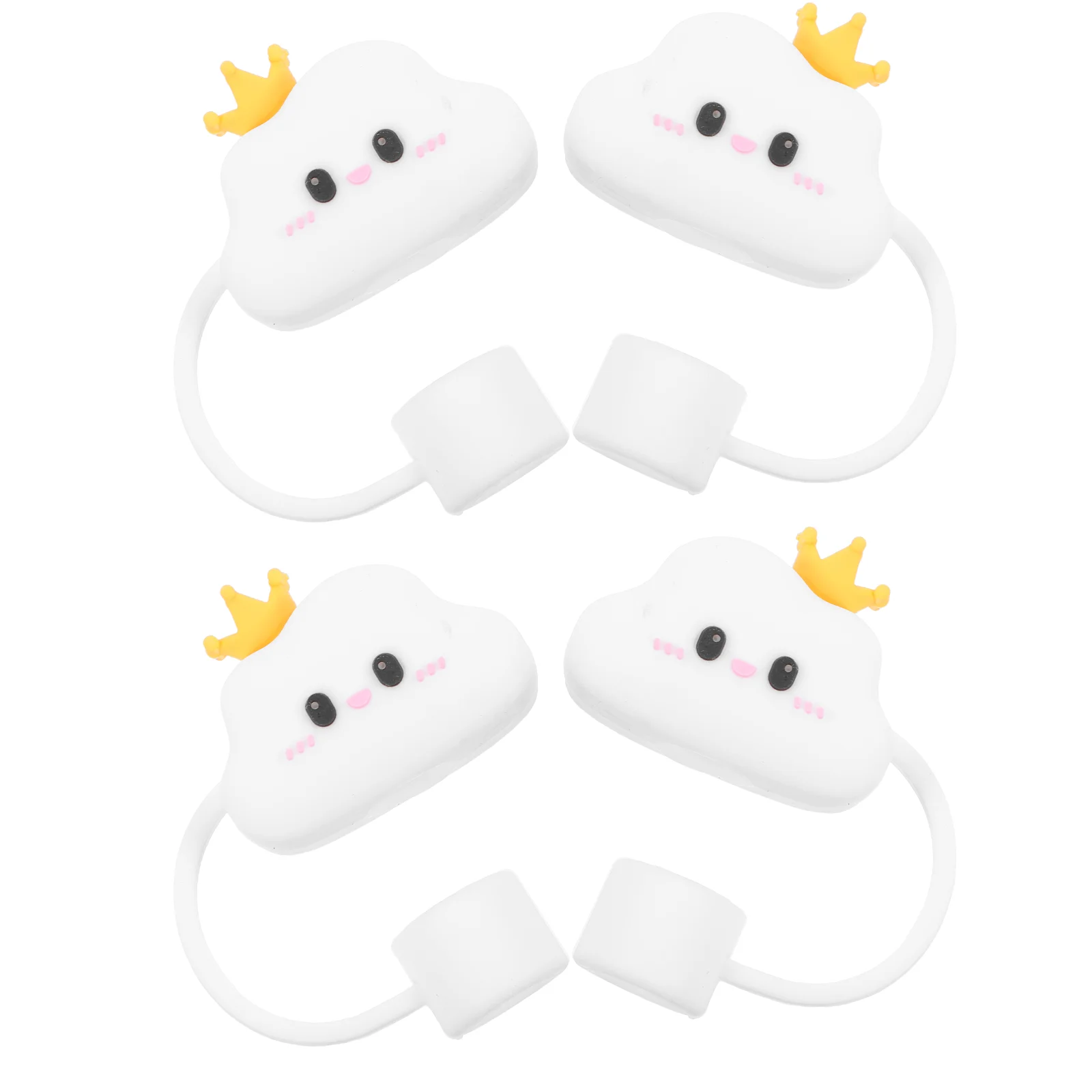 4Pcs Crown Cloud Straw Cap Silicone Tips Hat Lid Toppers Cute Straw Cover For Tumbler Cup Accessories Reusable Food Grade