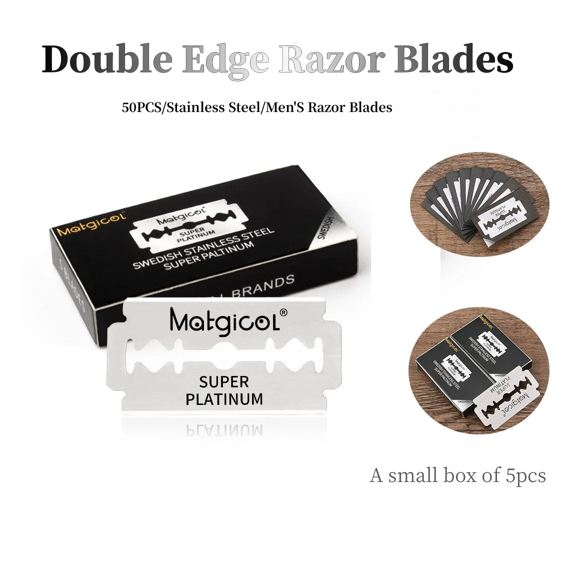 New 50pcs Double Edge Razor Blades Men's Razor Blades Shaving Stainless