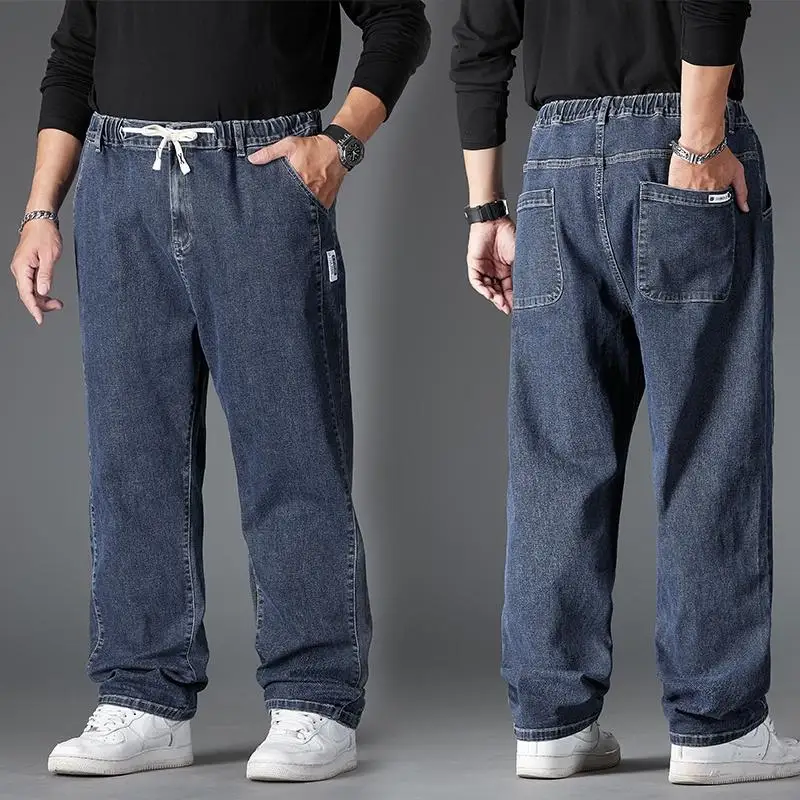 Men's Jeans Plus Size Straight Denim Fabric Pants for Fat People 45-150kg Hombre Wide Leg Jeans Pantalon Homme for Men denim pants denim trousers