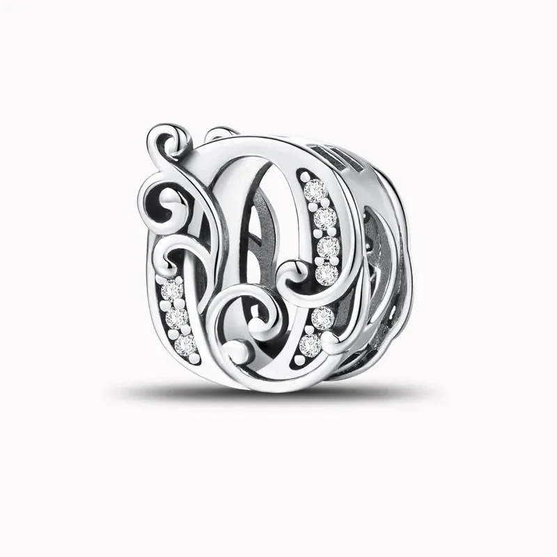 Elegant 925 Sterling Silver English Letter Charm Beads - High-Quality Fine Jewelry Gift