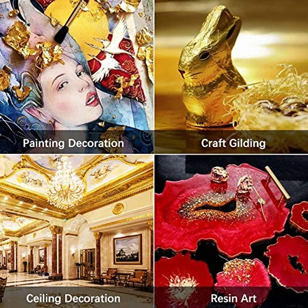 Description Picture 4 of item100pcs Imitation Gold Sliver Copper Foil Paper DIY Resin Candle Plaster Craft Leaf Flake Gilding Sheets Art Nail Home Decoration