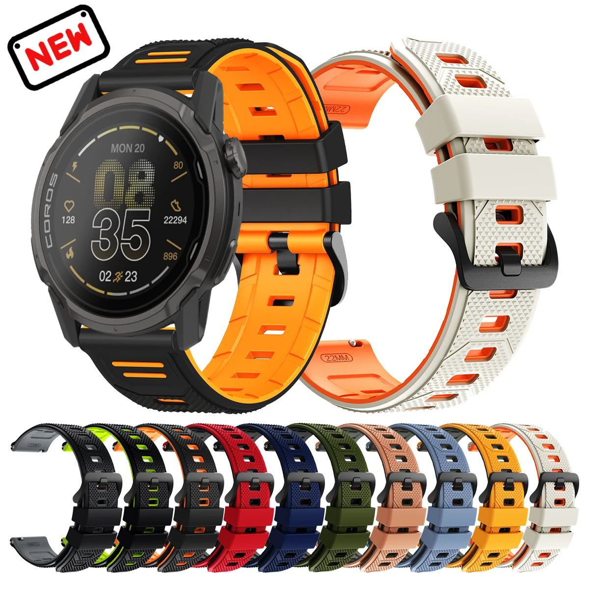 Enhanced Silicone Sport Strap - Premium Watch Band Bracelet 22mm Accessories