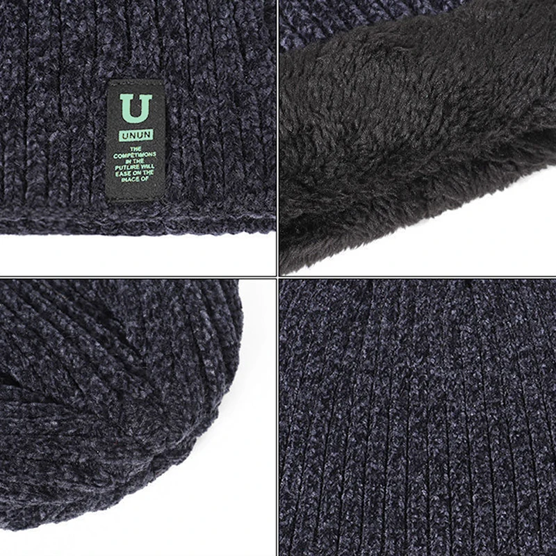 New Unisex Two-Tone Winter Hats Add Fur Lined Men And Women Fashion Warm Beanie Cap Casual Winter Knitted Hats 4