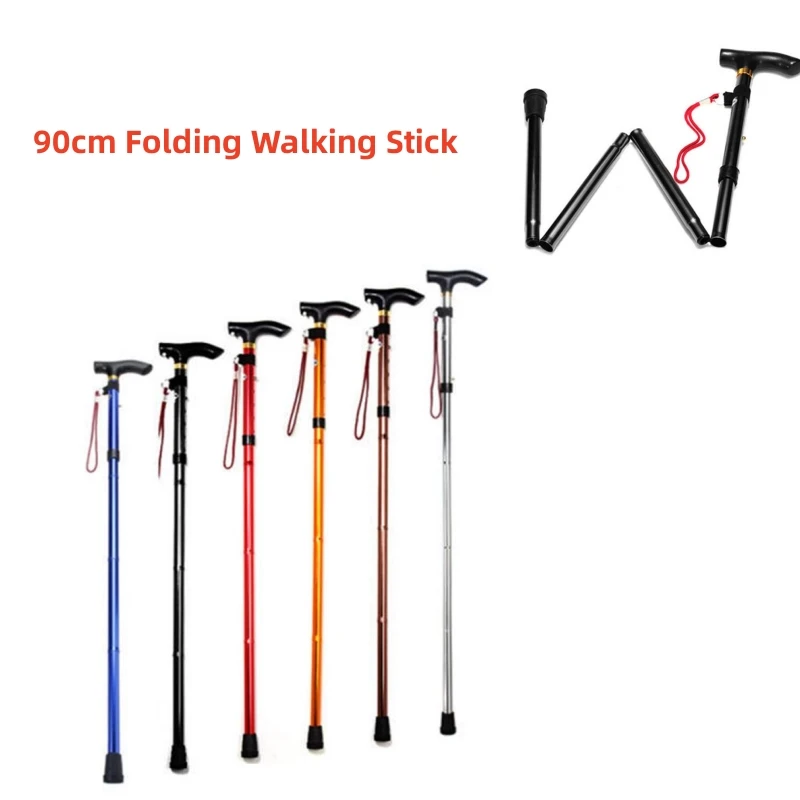 Pieghevole Telescopico Pieghevole Bastone Anziano Led Walking Trusty Sticks Elder Stampelle Per Madre I Anziani Papà Arrampicata All'Aperto