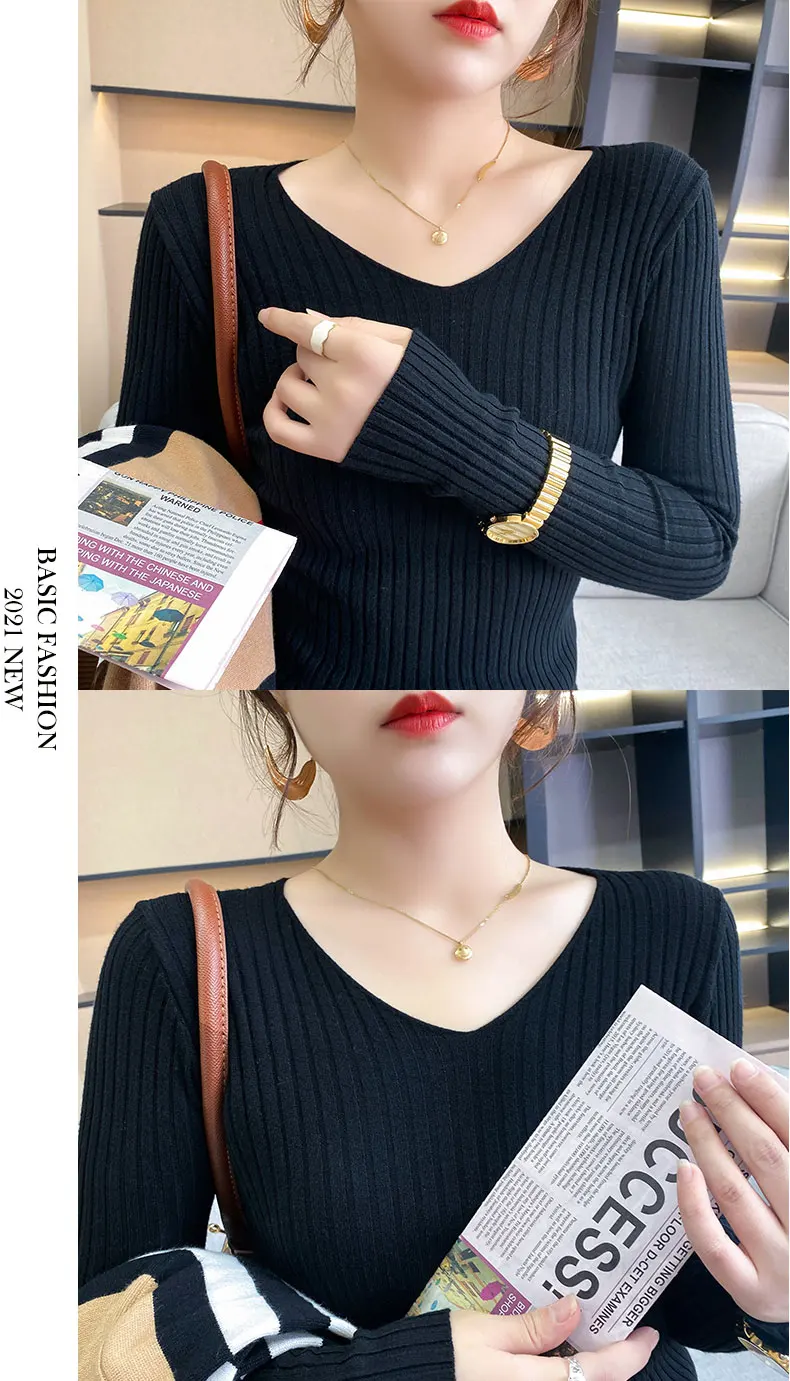 long cardigan Simple And Fashionable Bottoming Shirt Women's Inner Self-Cultivation Slim Long-Sleeved Sweater Autumn And Winter Tight Knitted green cardigan