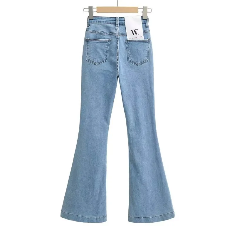 Pantalones vaqueros acampanados de verano para mujer, pantalones vaqueros largos ajustados, pantalones vaqueros elásticos azules de moda Y2K, pantalones vaqueros de cintura alta 2025