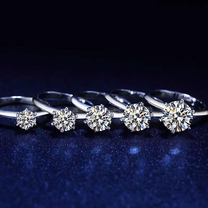 Classic 6 Prong Diamond Ring D Color 1ct Moissanite Vvs