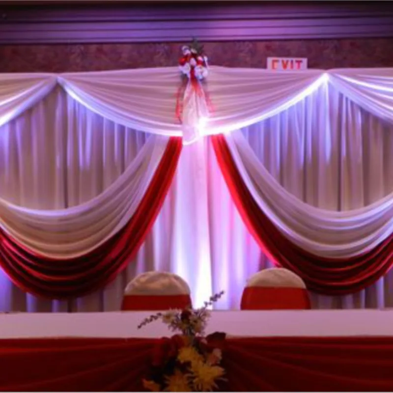 Luxury Wedding Backdrop With Red Swags Party Event Curtain Drape