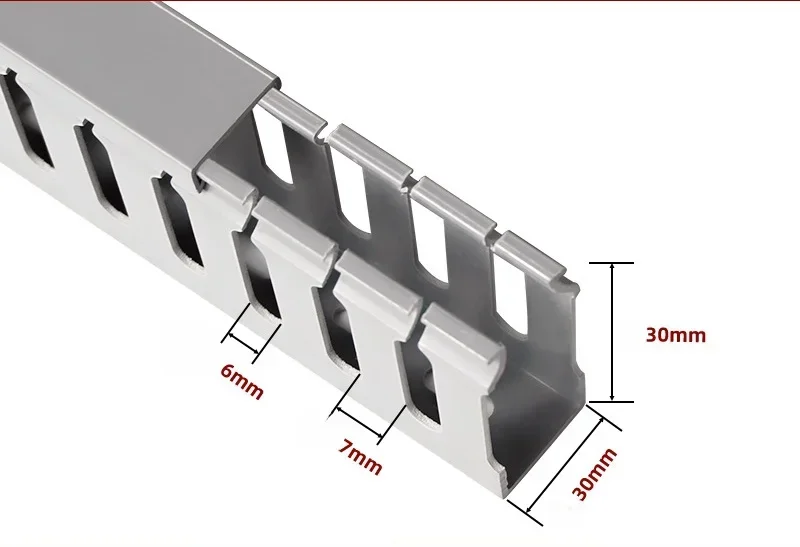 Flame Retardant PVC Cable Management Tray with Open Slot Channel - Desk Wire Organizer and Industrial Cabinet Box Raceway