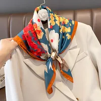 70x70cm Silk Scarf Square For Women Fashion Floral Printed Shawl Wrap Spring Summer Neckerchife Hair Band Lady Winter Scarves 2