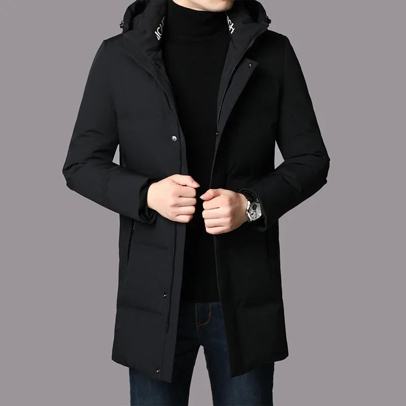 thumbnail image 1 of Ropa de diseñador para hombre, chaqueta larga con capucha de lujo con relleno de pato para hombre 2024, abrigo de invierno cálido para hombre, chaqueta acolchada, saco informal, 1 of 5