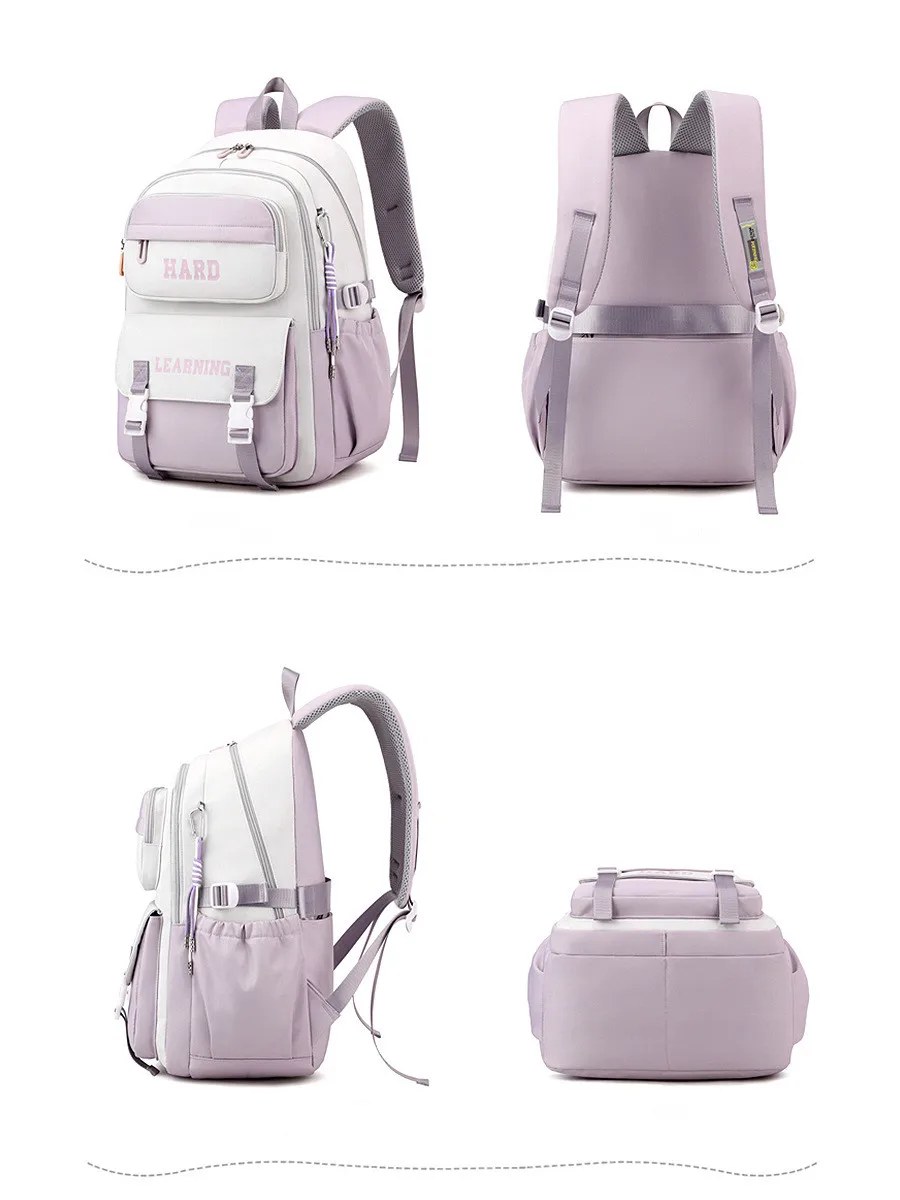 2024 middle school backpacks for teenage boys girls trend splicing printed couple backpack Large capacity nylon schoolbags book 3