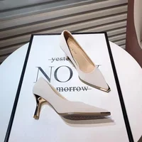 Heeled Sandals Women's High Heels New Arrival Shoes Pointed Shallow Heel Single Shoes Commute Professional Shoes Designer Shoes 2