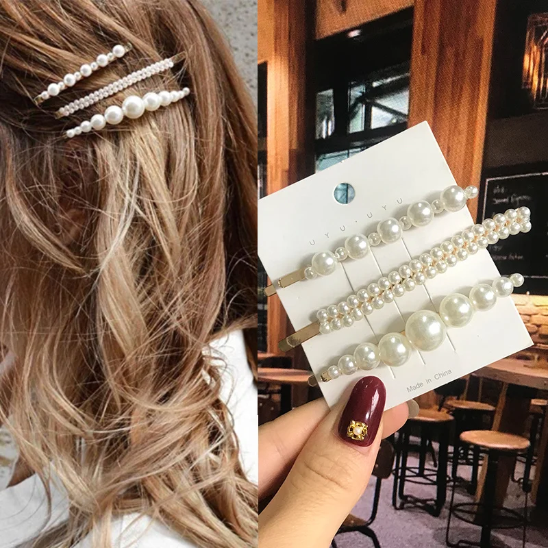 1 Set Geometric Flower Pearl Hair Clip Pin For Women Hairpins Fashion Acrylic Barrettes Hairgrips Hair Accessories Girls Jewelry hair accessory pearl hairpins hair clip jewelry accessories