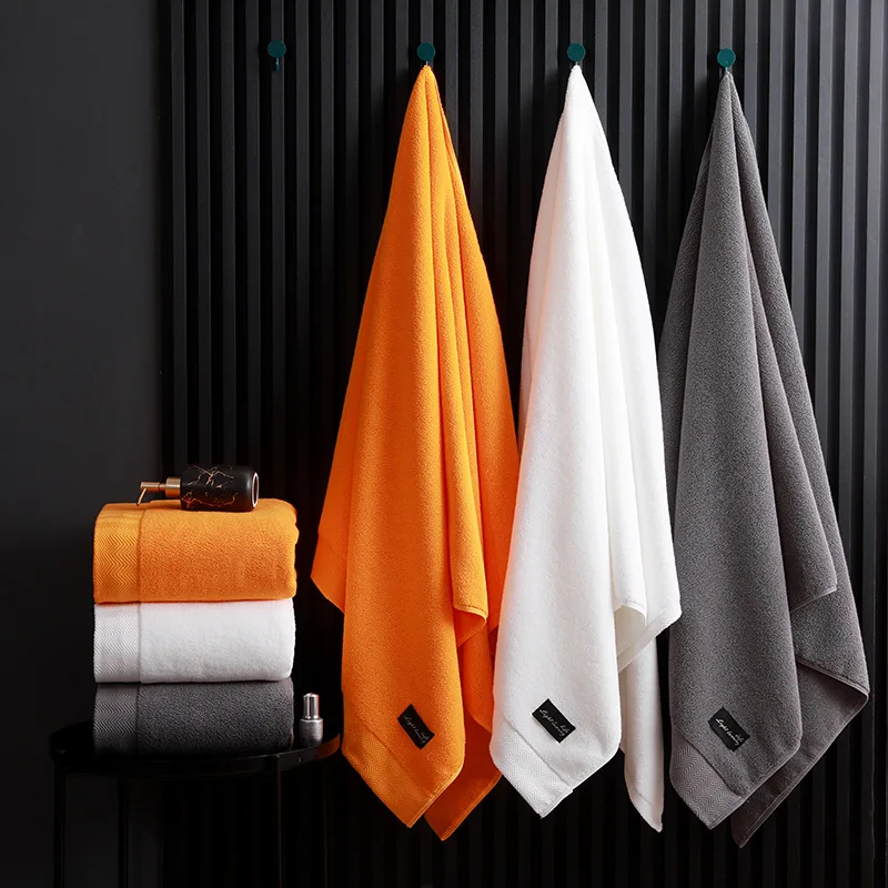 Orange White Bath Towels, Large White Bath Towels