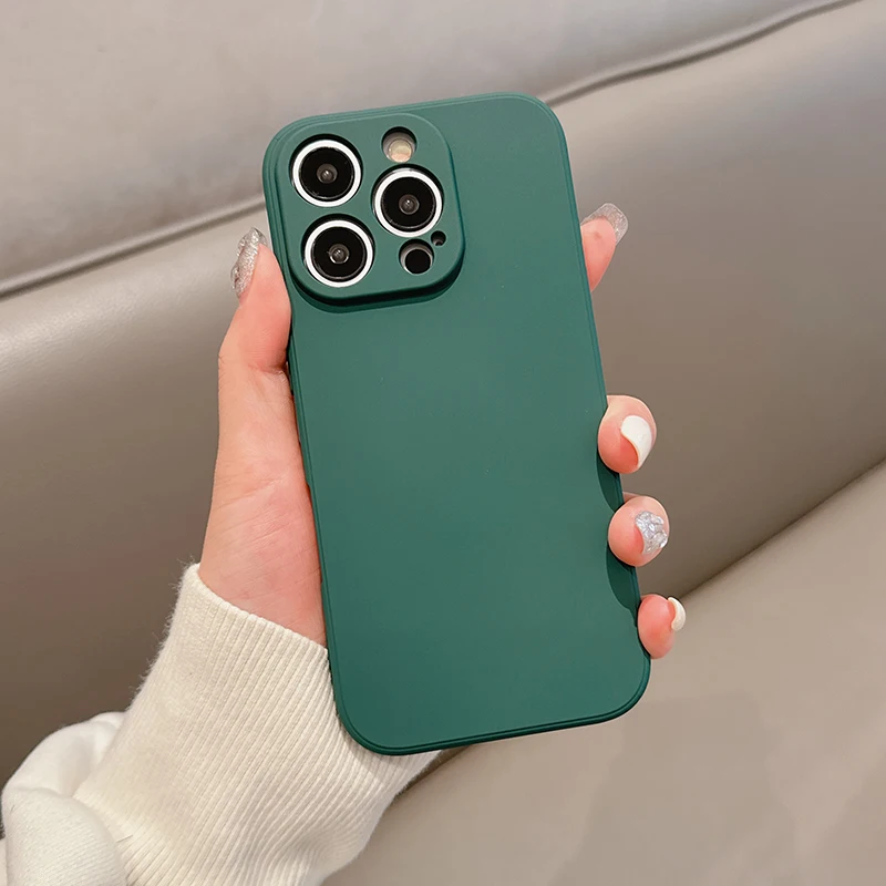 Vibrant Candy Color Silicone Phone Case with Lens Protection & Shockproof Back Cover