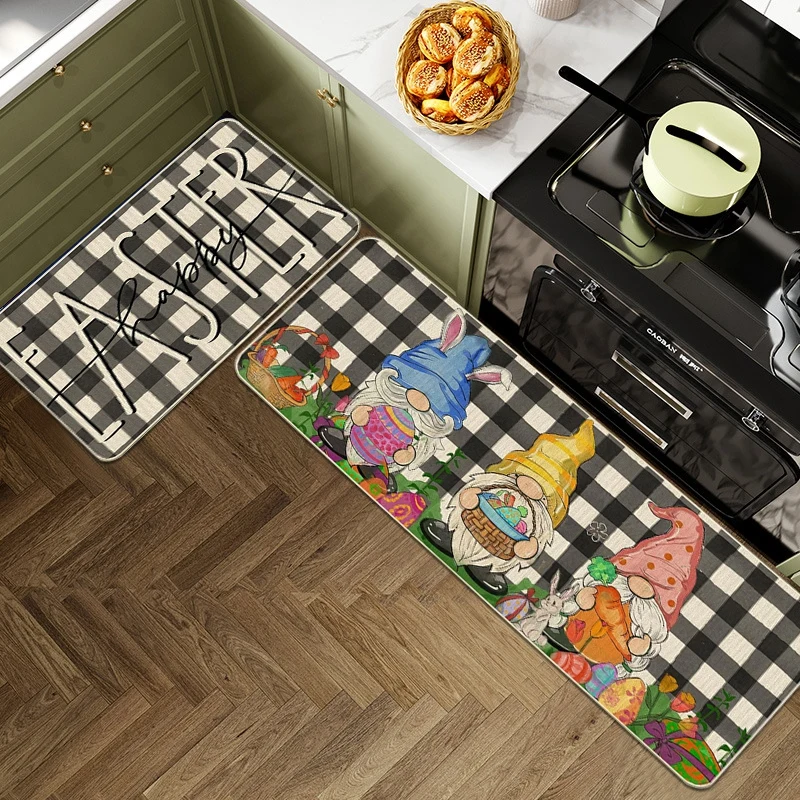 Printed Kitchen Floor Mats Easter Anti Slip Doormat Long Hallway Rug Kitchen Carpets Bathroom Rugs Living Room Home Decor floor mat