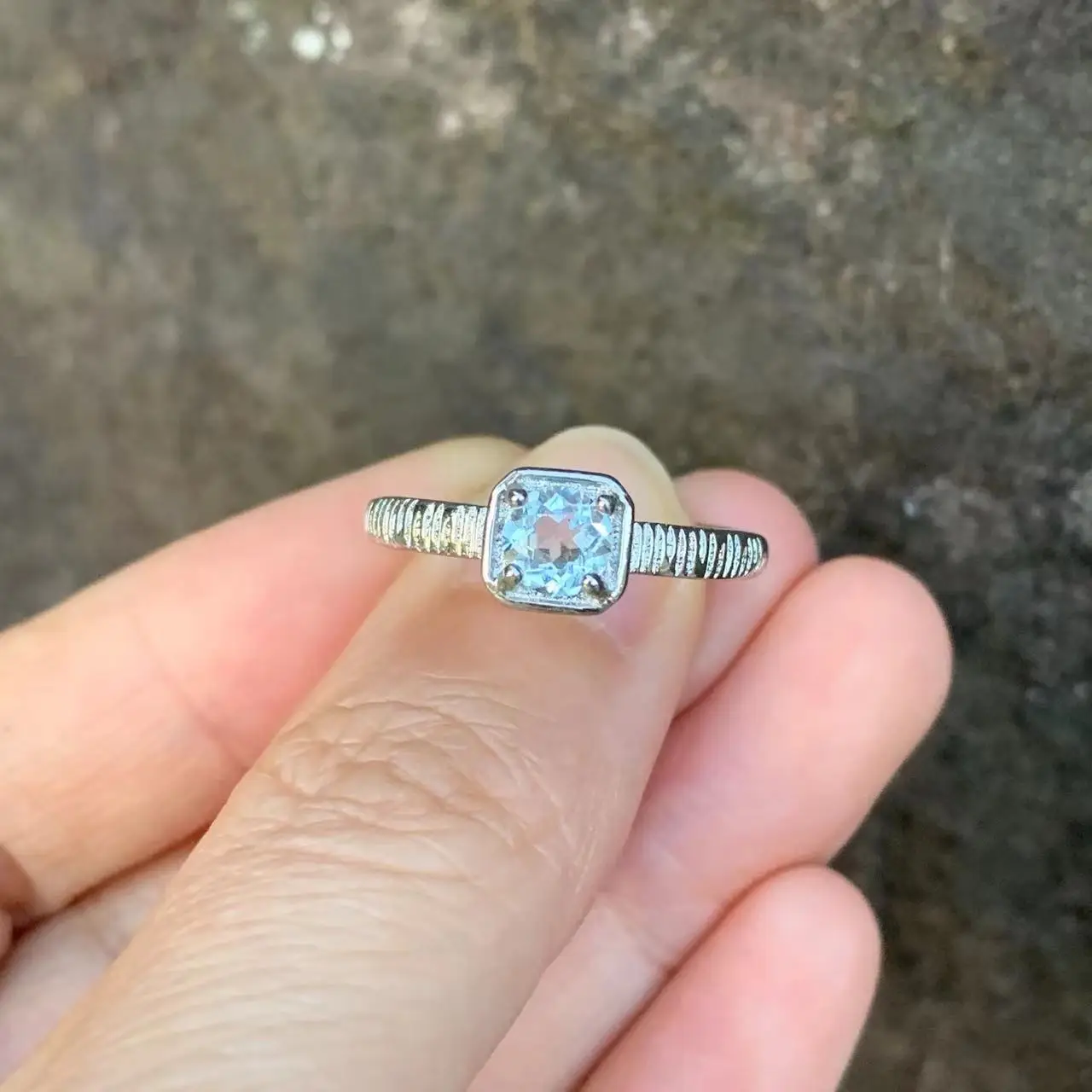 MM Natural Blue Topaz Ring Adjustable Female Ring Jewelry for Women Gift Wholesale High Quality Vintage Fine