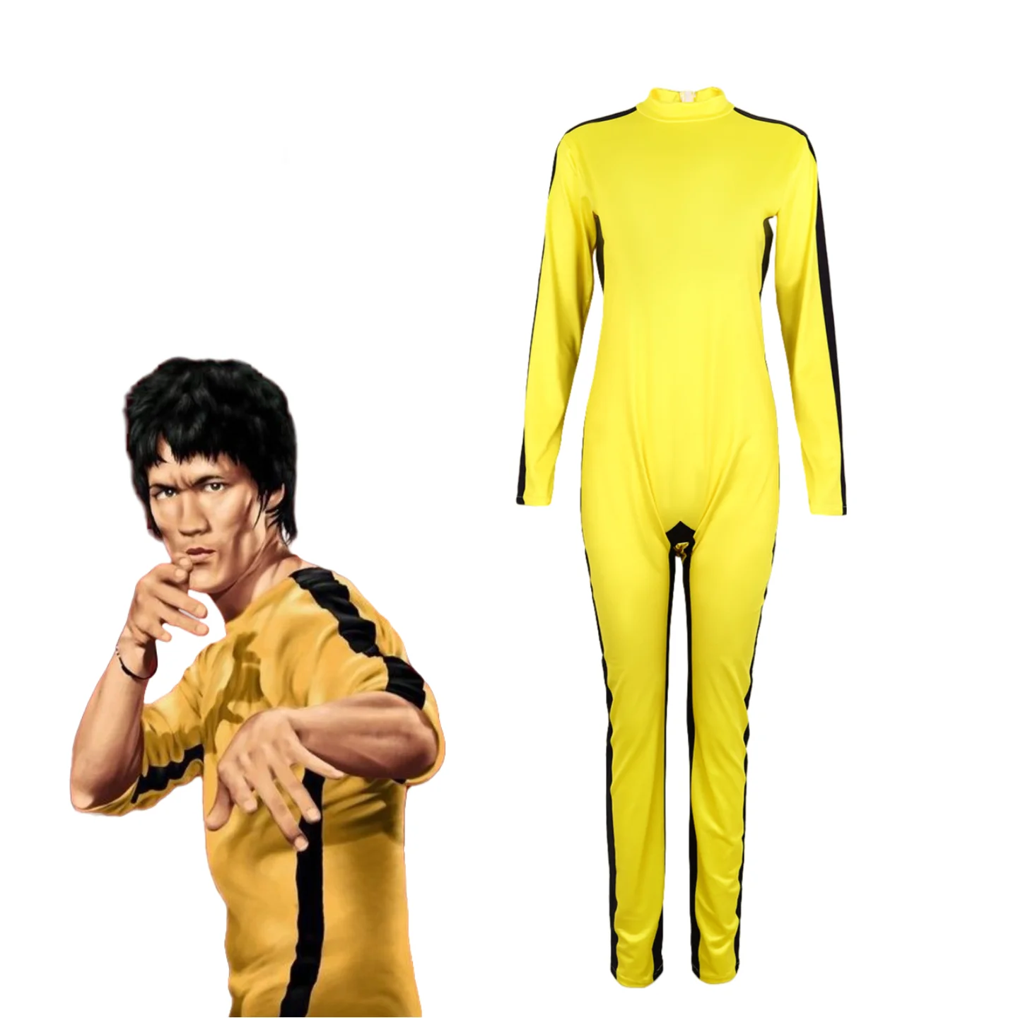 Unisex Retro Martial Arts Yellow Jumpsuit Costume