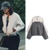 Ladies Fashion Autumn Winter Jacket Women Retro Round Neck Long Sleeve Elastic Hem Zipper Soft Bomber Jacket Women Coat Female 1